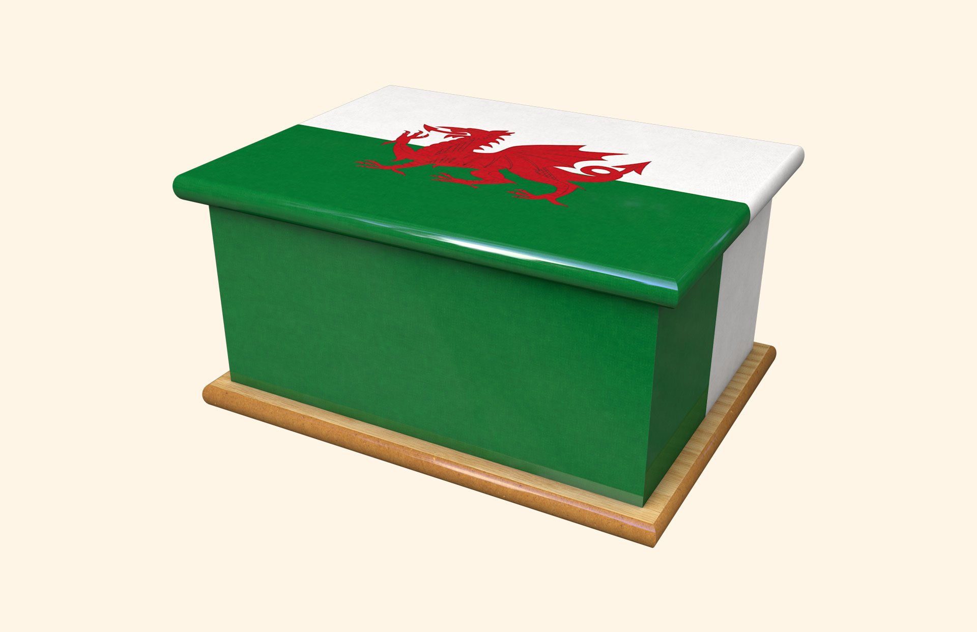 Welsh Flag (St David) top adult ashes casket